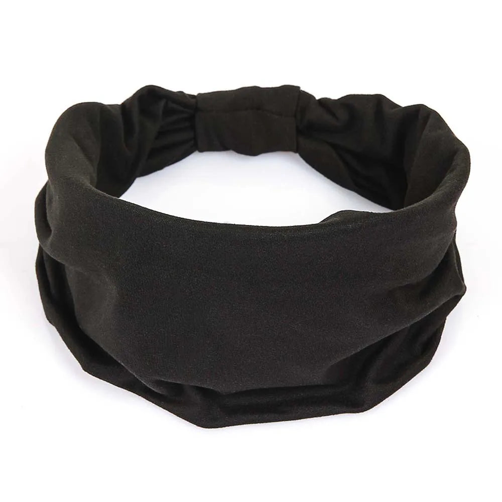 Black non-slip elastic headband for fitness and hair