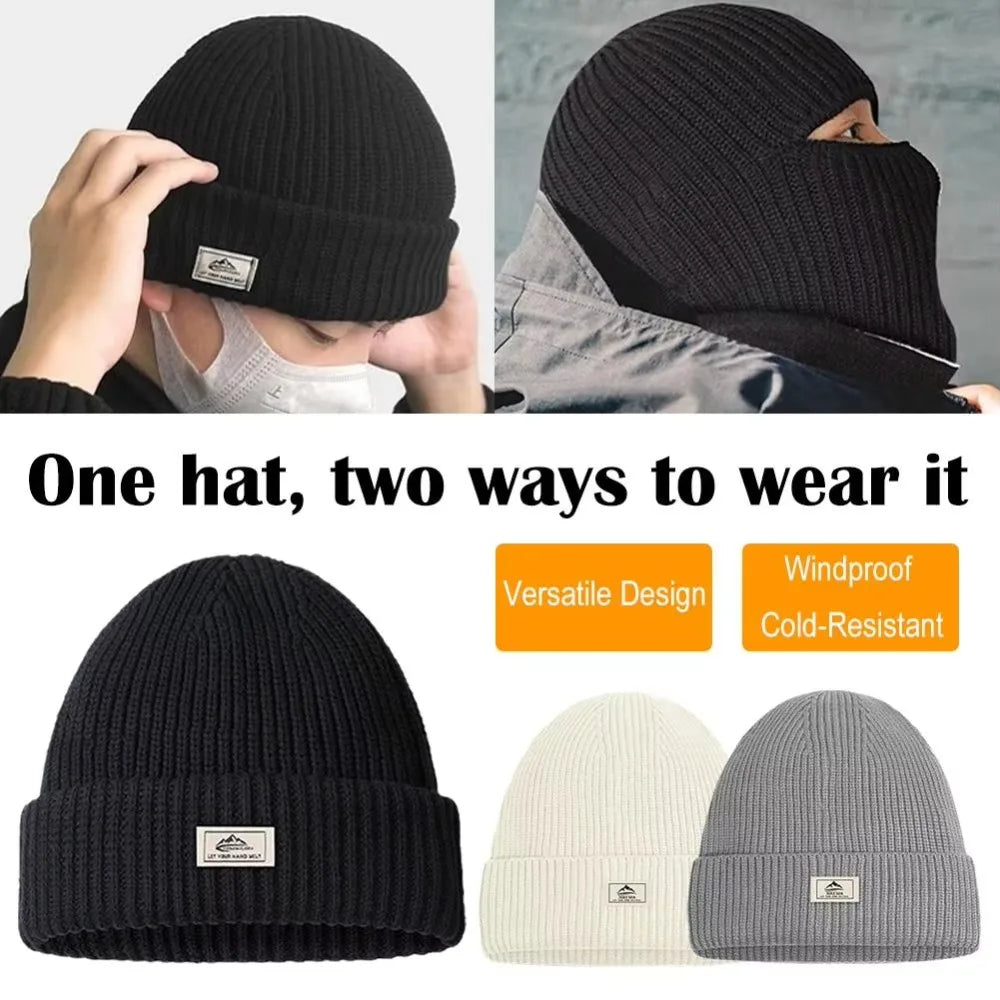 2-in-1 Knitted Balaclava Face Mask with Windproof Winter Protection