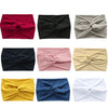 A collection of women's elastic sports headbands in various colors including red, black, beige, pink, and yellow.