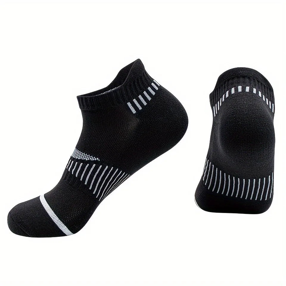 A pair of black classic crew socks for men, shown flat.