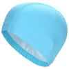Light blue waterproof swim cap designed to protect long hair during swimming