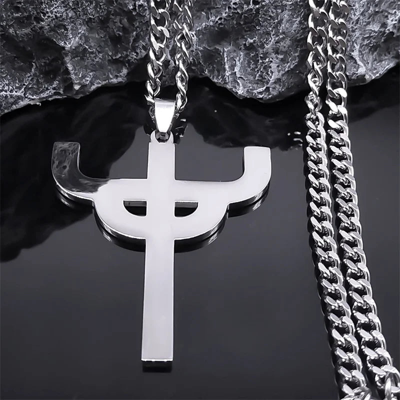 Gothic Stainless Steel Cross Pendant Necklace