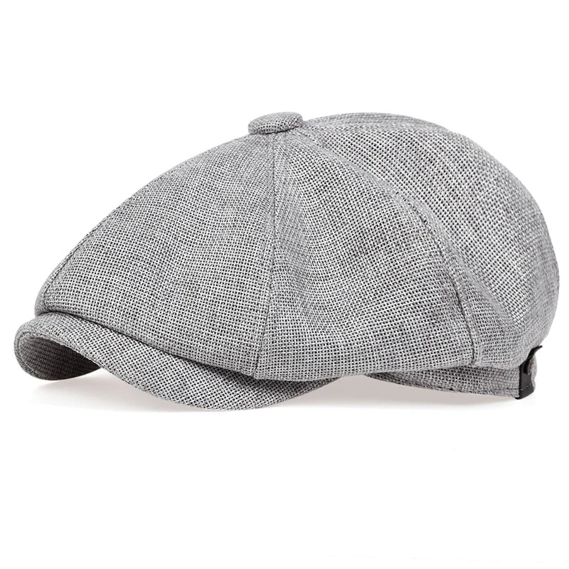 Unisex Linen Newsboy Cap – Retro Octagonal Beret