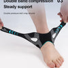 Black double pressure belt wrap ankle brace for steady support worn on a foot.