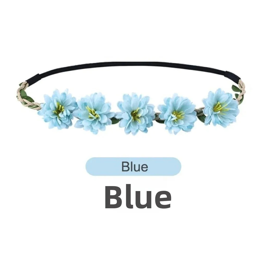 Blue floral rose wreath crown headpiece