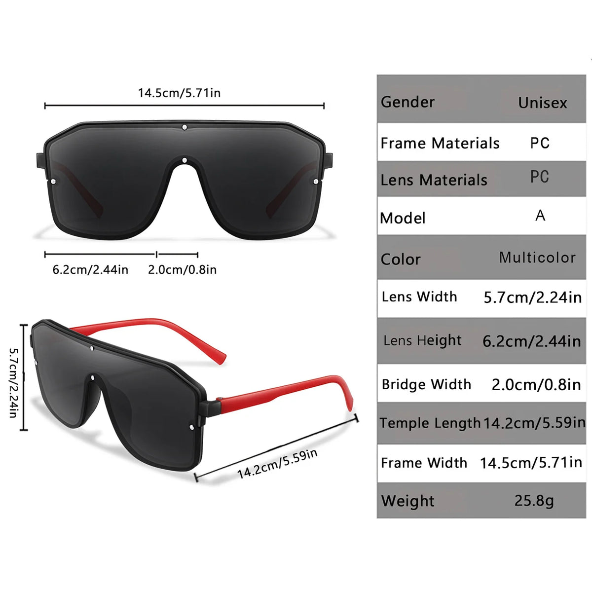 Square Frame Sunglasses for Men and Women — UV Protection for Sports and Driving