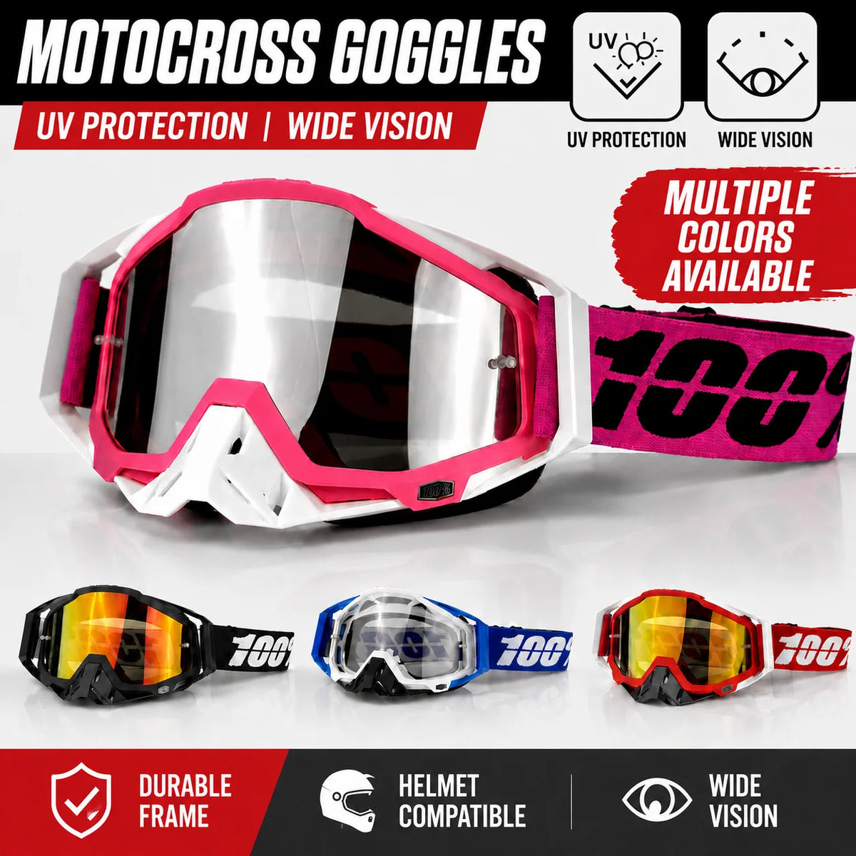 Windproof Off-Road Motorcycle Goggles with Anti-Fog Coated Lenses