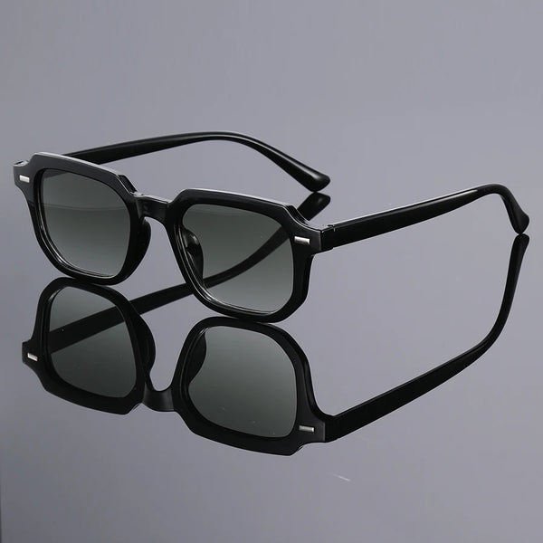 Retro Square Sunglasses with Rivet Accents for Men