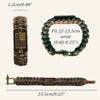 A tactical paracord survival bracelet featuring a bronze American flag charm, shown in various forms.