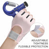Pink adjustable cycling gloves with a metal hook and protective padding for hands