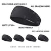 Black breathable and dry quick all-season fabric sports headband designed to be helmet friendly and soft with moisture wickin