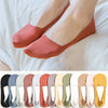 A row of various colored silicone anti-slip summer socks displayed on a white background.