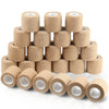 Rolls of beige self-adhesive sports bandages stacked and laid out for sale