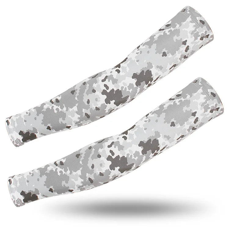 Pair of camouflage arm sleeves designed for UV protection