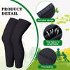 Black compression leg sleeves with anti-skid design, breathable fabric, and fine sewing details.
