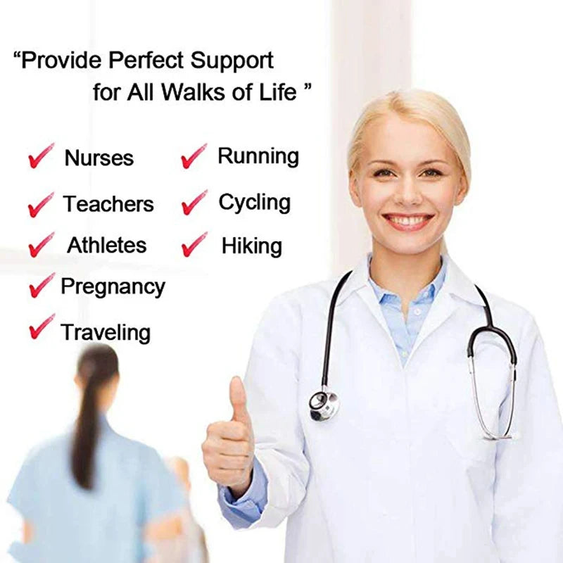 A smiling female doctor in a white coat gives a thumbs up, with text listing various activities that benefit from perfect sup