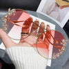 Women's Rhinestone Oversized Round Sunglasses with UV400 Protection