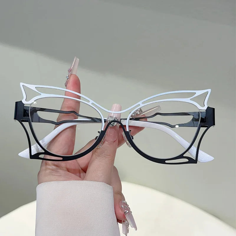 Vintage Oversized Cat Eye Blue Light Glasses for Women