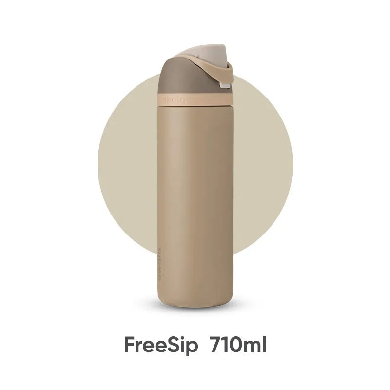 Beige FreeSip 710ml isolierte Edelstahlflasche mit hellfarbener Kappe