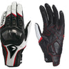 A pair of black and white genuine leather motorcycle motocross gloves shown from the palm side.