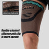 Black thigh compression sleeves with a copper pattern and double channel silicone anti-slip grips