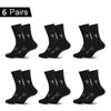 Six pairs of black performance athletic socks for sports and fitness