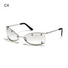 Clear acetate sunglasses with a black temple and a gradient lens design.