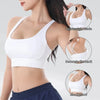 Weißes, atmungsaktives Nylon-Sport-BH für Damen Yoga, das leichte Design und Dämpfung hervorhebt