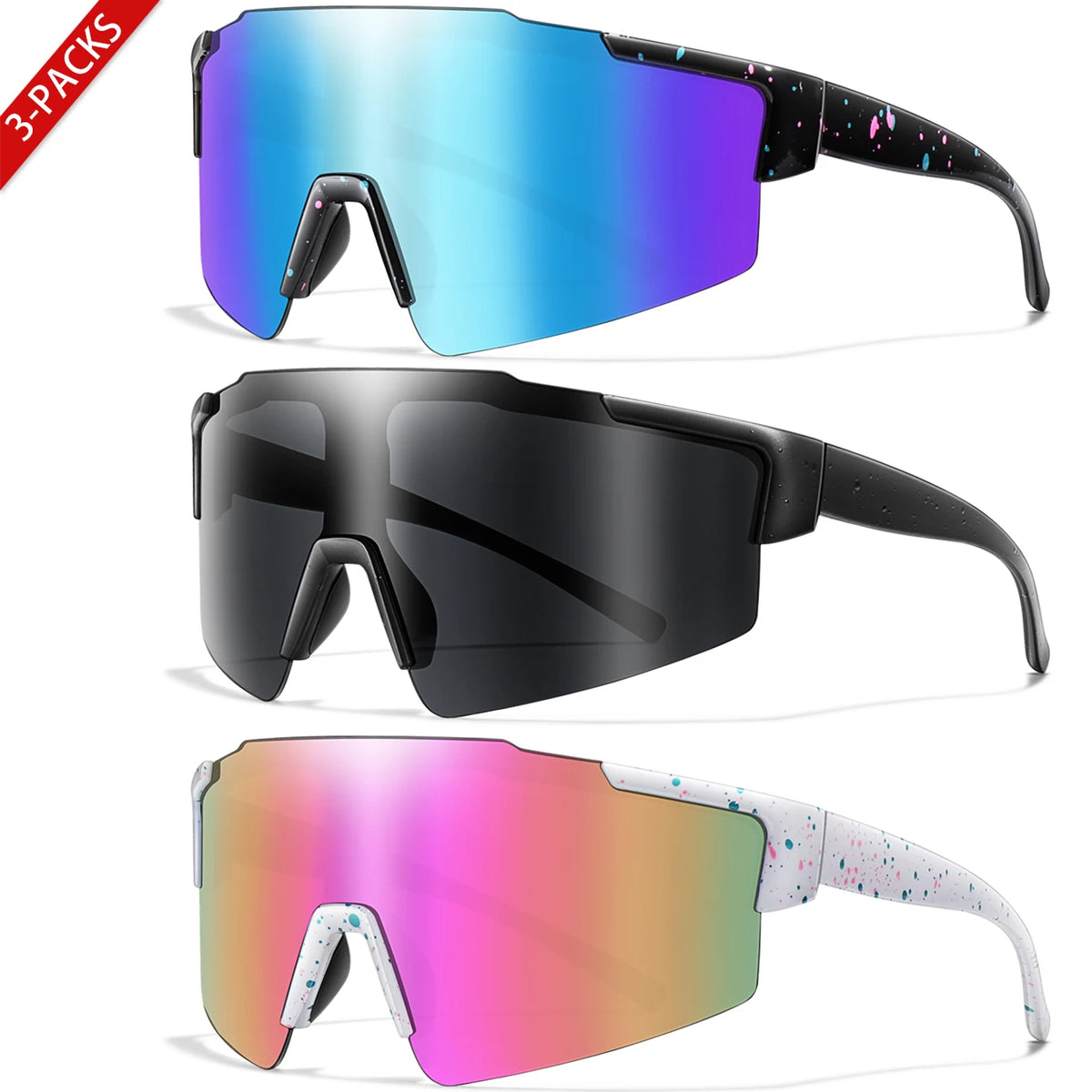 UV400 Polarized Sports Sunglasses (3-Pack)