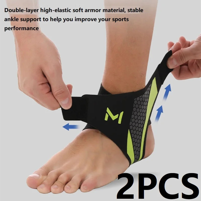 Black and neon yellow double-layer ankle support for sports performance