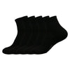 A set of black men's essential warm socks for outdoor activities, displayed in a row.