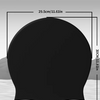 Size display of a black waterproof silicone swim cap for hair extensions showing dimensions.