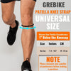 A person's leg shows a silicone knee strap placed below the kneecap for joint support.