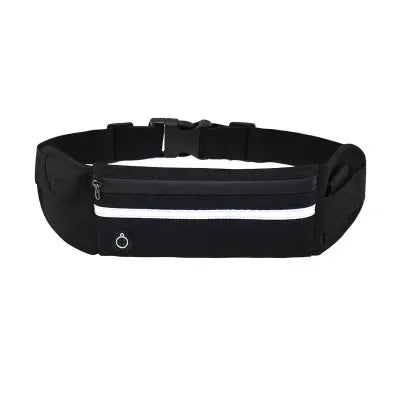 Black adjustable sport waist bag designed for carrying phones and essentials.