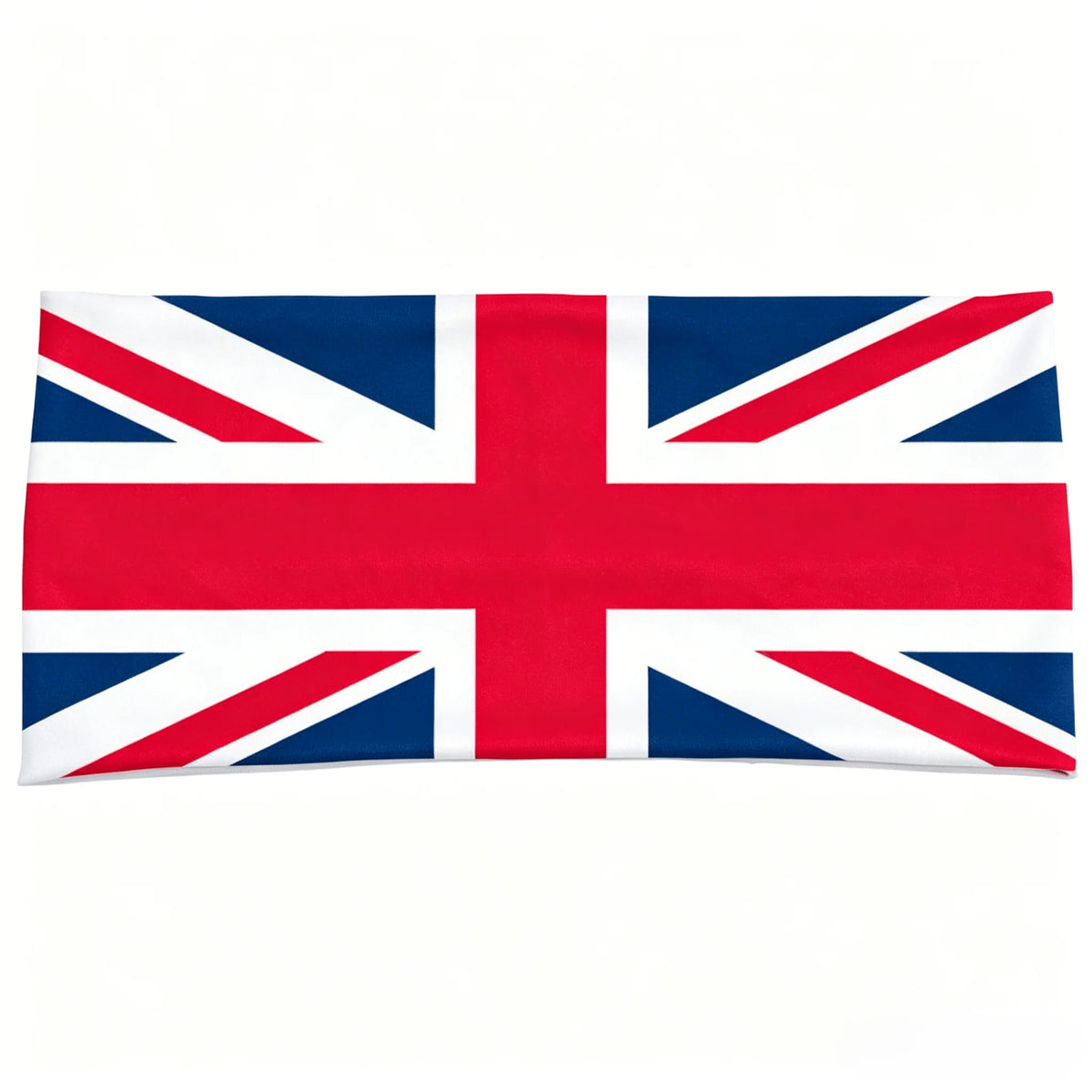 Bandeau à motif drapeau multinationale plié avec le design Union Jack en rouge, blanc et bleu.