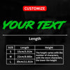 Graphique montrant les options de taille pour les autocollants de texte personnalisés, y compris petites, moyennes et grandes