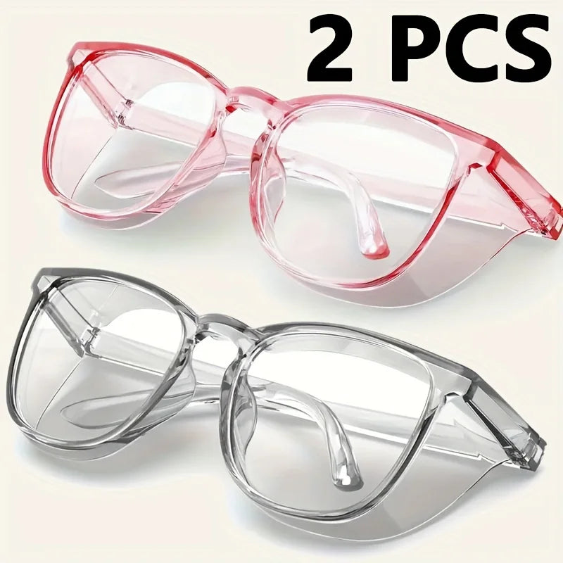Dos pares de gafas de seguridad transparentes rosa y claras para protección