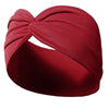 A deep red fabric headband tied in a large bow, suitable for yoga or hair styling.