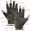 A pair of tactical anti-slip outdoor gloves shown with various features like thickened soft rubber and breathable fabric.