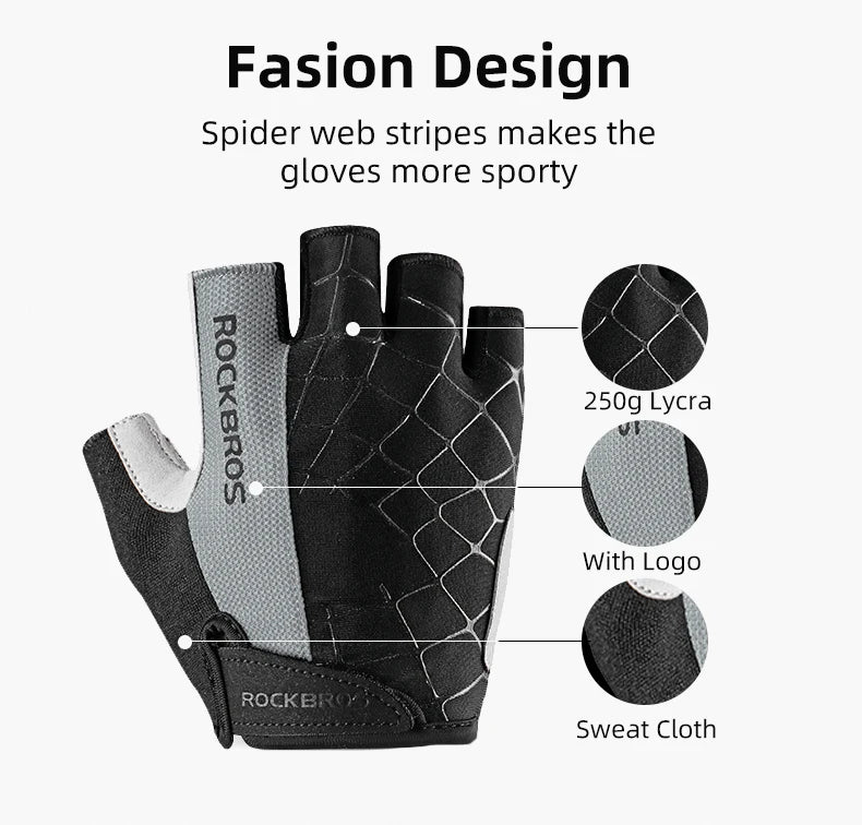 Black sports gloves with spider web stripes and a gray accent, designed for grip and sportiness.