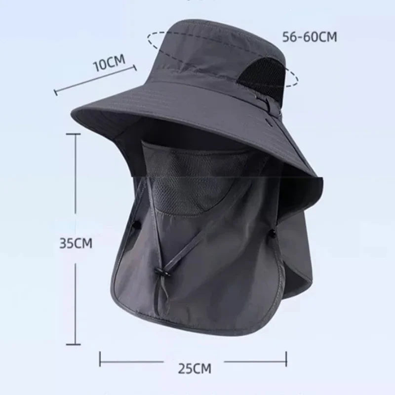 UPF 50+ Wide Brim Sun Hat with Detachable Face Mask