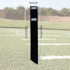 A black football and sports towel is shown vertically with measurements indicating its size.