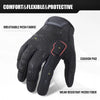 A black breathable mesh glove with a cushion pad and wear resistant micro fiber texture.