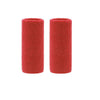 A pair of red dual sports wristbands designed for sweat absorption.
