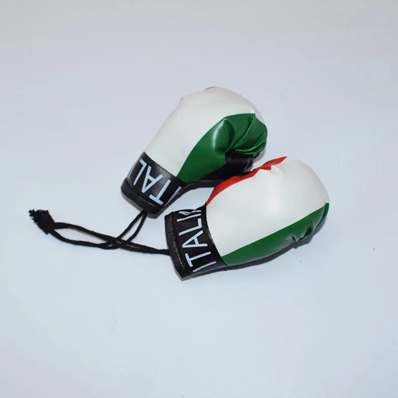 Mini PU-Leder-Boxhandschuh Schlüsselanhänger mit den Farben der italienischen Flagge grün, weiß und rot