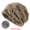 Vintage Letter Print Beanie Hat with Fleece Lining