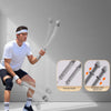 A man demonstrates an adjustable rope fitness tool, showing close-ups of the anti-slip handle and weighted circle adjustment.