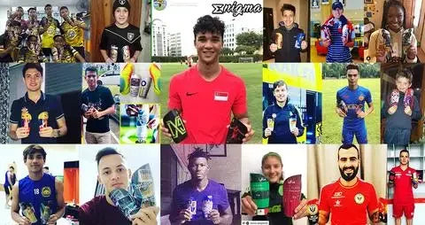 A collage showing various soccer shin guards and related gear, including individual players wearing them.