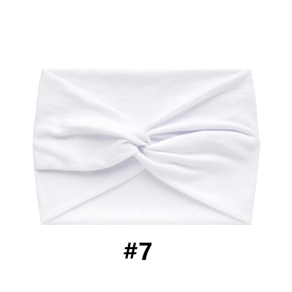 White fabric headband tied in a bow shape