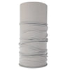 A cylindrical gray seamless fabric headband or balaclava rolled up.